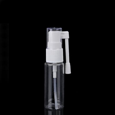 China Personal Care Travel 35ml Transparent Plastic Powder Pump Bottles Cosmetics Packaging Medical Oral Spray Bottle for sale