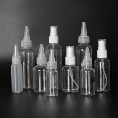 China 250ml Clear White Plastic Pointed Mouth Bottle Round Squeeze E Liquid Bottle Cosmetic Empty For Travel for sale