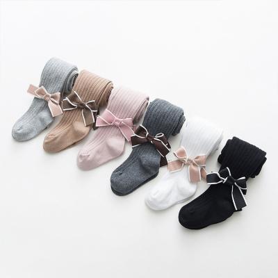 China Antibacterial Wholesale Cheap High Knee Baby Socks With Bows And Best Long Baby Socks Sale Cotton for sale