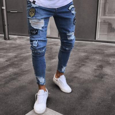 China Custom Made Mens Cotton Breathable Fashion Ripped Skinny Distressed Jeans Mens Trousers Denim Pants for sale