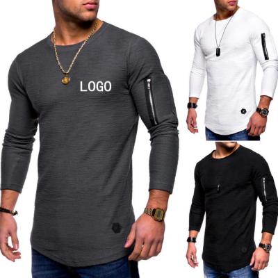 China cotton Anti-wrinkle long sleeve plain t shirts men custom logo printing blank tee t shirts basic t shirts with custom logo logo printed for sale