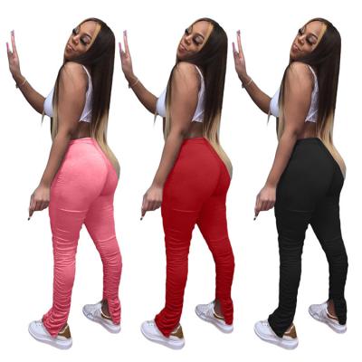 China 2020 Anti-wrinkle new arrivals fashion solid color women's stacked pants squares women's leggings sports tracksuit for sale