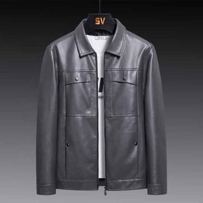 China Autumn New Loose Lapel Faux Leather Coat Winter Men's PU Leather Jacket Business Casual Coat Waterproof for sale