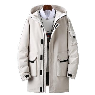 China ANZKTN Logo Men's Winter Long Down Anorak Custom Made Warm Viable Down Coat Thick White Feather Jacket With Hood for sale