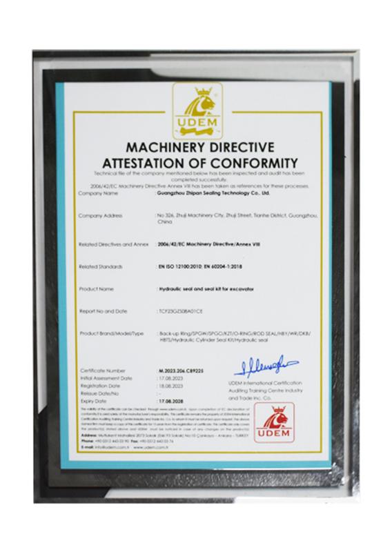 MACHINERY DIRECTIVE ATTESTATION OF CONFORMITY - Guangzhou Zhipan Sealing Technology Co.,Ltd.