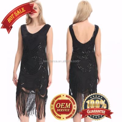 China BestDance 1920s Flapper Fringe Fringe Dress Gatsby Party Plus Size Charleston Cocktail Sequin Dress for sale