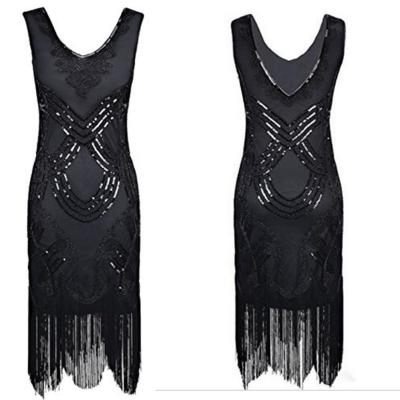 China Bestdance Women Flapper Costume Dress Hen Party Evening Prom Long Dresses Black 1920s 20s Dresses for sale