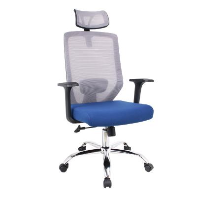 China 2024 High Back Office Chair Blue Cushion and Swivel Functionality for Comfortable Seating for sale