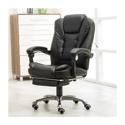 China Adjustable Height High Back Black Leather Office Chair with Footrest and Wide Back for sale