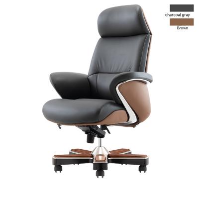 China Adjustable Lifting Function Lift Chair Italian Light Luxury Leather Boss Office Chair for sale