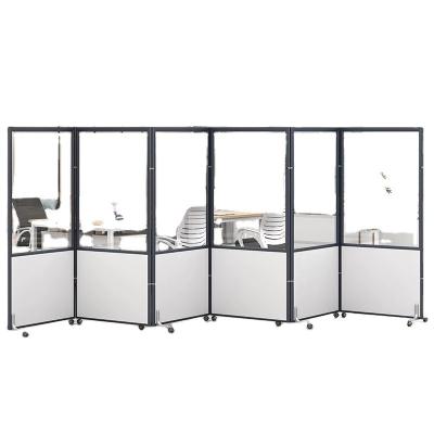 China Commercial Furniture Transparent Sub-glazed Partition Office Collapsible Mobile Screen for sale