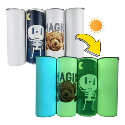 China US Warehouse 20oz Sublimation Stainless Steel Lean Empty Glow In The Dark Straight Glow Paint Mugs Tumbler for sale