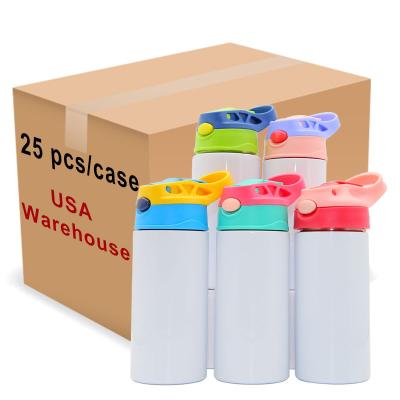 China US Warehouse 12oz 350ml Stainless Steel Double Wall Water Insulation Cup Viable Upright Sublimation Kids Empty Tumbler With Straw for sale