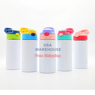 China Durable Water Cups 12Oz 350ml Sublimation Stainless Steel Double Wall Insulated Stainless Steel Child Warehouse USA Water Cup White Kids Tumbler for sale