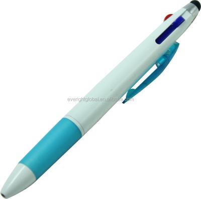 China Promotional Gifts T0024 Multi Color Ink Plastic Ballpoint Pens T0024 With Stylus Touch End And Custom Logo for sale