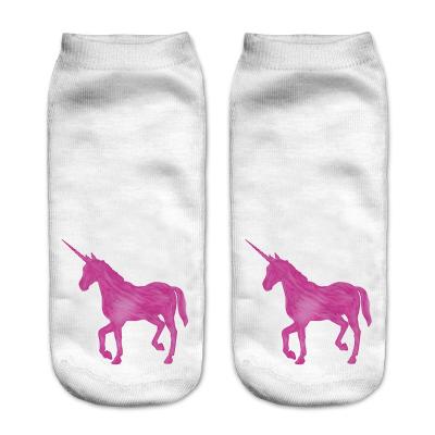 China Hot Selling Cute QUICK DRY REMOUNTING Cotton Socks Women Mask Print Cartoon Rainbow Horse Ladies Socks for sale