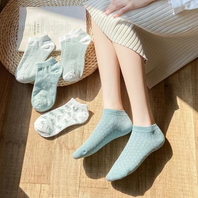 China QUICK DRY Plaid Kawaii Shorts Summer REMOVAL Woman Knocks Forest Series Cotton Green Funny Ankle Socks Korean Design Harajuku for sale