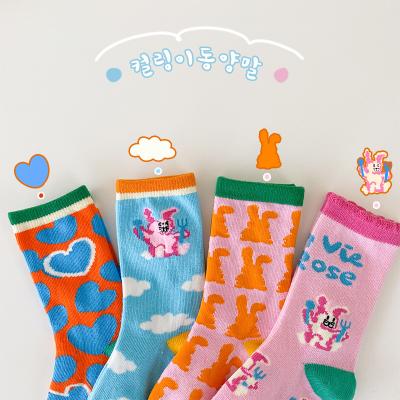 China QUICK DRY Autumn Fashion Love Bunny Cartoon Girls REMOVAL bangs winter kids warm comfortable tube socks for sale