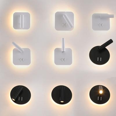 China Modern Hotel Bedroom Indoor Wall Lamps With Reading Light Round 3w Headboard Led Reading Wall Light for sale