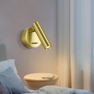 China Modern luxury hotel project brass 3W gold through wall decoration lighting lamp led to bed reading light for sale