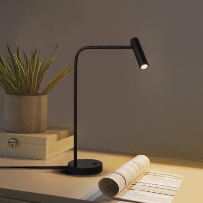 China Modern Morden 3000k Tube Metal Satin Nickel Adjustable Single Desk Lamp Led Table Lamp Reading Lamp Table Light for sale