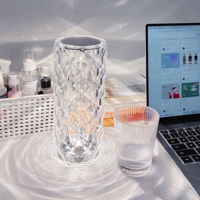 China Modern Dimmable Crystal Table Lamp Rechargeable USB Touch Modern LED Bedside Lamp Table Light for sale