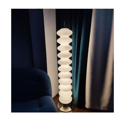 China New Design Modern Sand Nickel Jade Glass LED Milk White Decorative Floor Lights Living Room Hotel Designer Floor Lamp With Foot Switch for sale