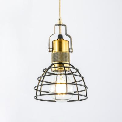 China Retro Modern Industrial Pendant Lights Creative Bar Table Simple Semicircle Cafe Head Wrought Iron Net Pot Lid Chandelier for sale