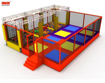 China Plastic Indoor Playground Mich 80sqm Trampoline Park With Ninja Warrior Courses for sale