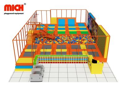 China With Protective Net Kids Indoor Trampoline Park With Foam Pit, Slides, Climbing Walls, Basketball Hoops for sale