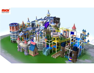 China Mich 450 sqm Plastic Oriented Castle Kids Indoor Soft Playground Playground with Volcano Slides Spider Tower Trampoline for sale