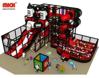 China PVC Mich Customized Commercial EN1176 Certificated Rocket Themed Kids Indoor Soft Playhouse With Slides, Ball Pit for sale