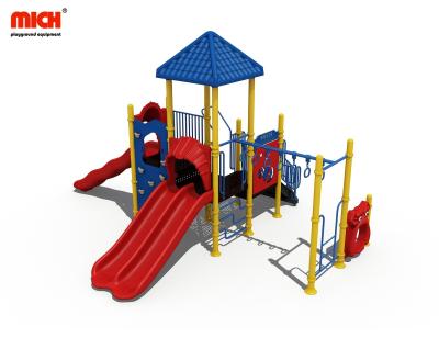 China Plastic Playground Mich Kindergarten Kids Outdoor Plastic Playground With Three Slides , Climbing Panel for sale