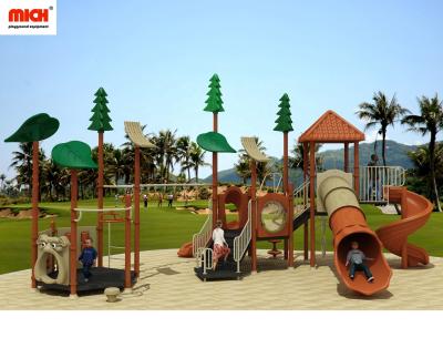 China Mich Plastic Kids Playground Outdoor Playground With Slides, Climbing Rings, Unique Stairs for sale