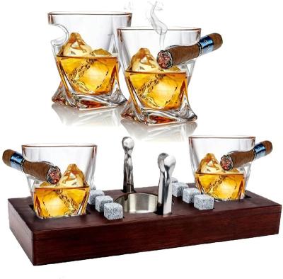 China Viable Old Fashioned Whiskey Glasses With Side Mounted Rack Gift Set Stones And Cooling Accessories On Wooden Tray - Bourbon for sale