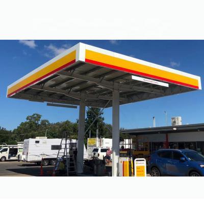 China Steel Workshop SI Gas Station Roof Panel Gasoline Gas Station Canopy Aluminum Steel Structure for sale