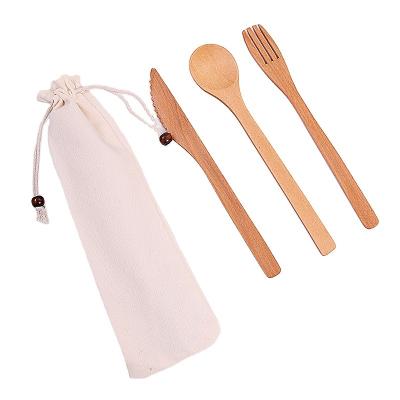 China Viable Wooden Knife, Fork And Spoon Set Travel Cloth Dinnerware Sets Large Tableware Gifts Supply Manufacturers Stain for sale