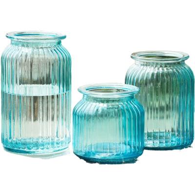 China Nordic Modern Vertical Glass Tabletop Home Decoration Vases Striped European Vase for sale