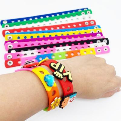 China Hamper Charm Multi Color Silicone Wristband Bracelets With Holes For Designer Shoe Buckle Pvc Shoe Accessories Shoe Charms Gifts for sale