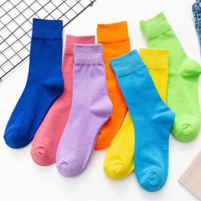 China Free Shipping QUICK DRY Women's Super Soft Combed Cotton Socks Candy Color Loose Ribbed Long Custom Design Socks for sale