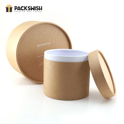 China Handmade Dropshipping Brown Package Box For Candles Cylinder Box Candle Packaging With Logo for sale