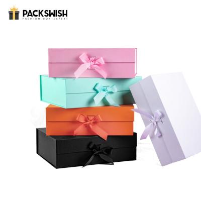 China Recyclable Ready Stock Custom Made Cardboard Apparel Wig Packaging Folding Legging Foldable Black Pink Magnetic Storage Gift Boxes With Ribbon for sale