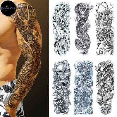 China DONGYEA Extended ARM Waterproof Tattoo Sticker King Temporary Skull Monkey Arm Flower Carp Tattoo Sticker for sale