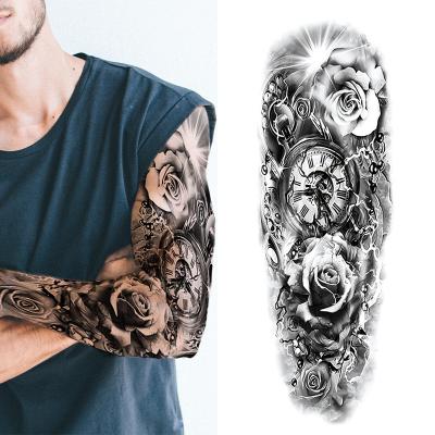 China Customized Wholesale Temporary Design Women Extended Arm Waterproof Durable Half Arm Skull Sleeves Tattoo Sticker for sale