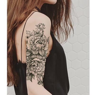 China Temporary Special Offer Factory Wholesale Waterproof Black Flower Shore Flower Tattoo Sticker Arm Flower Waterproof Tattoo Sticker for sale