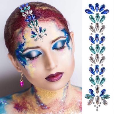 China DONGYEA 3D Crystal Forehead Sticker Hair Glitter Rhinestone Temporary Decoration Fashion Temporary Tattoo Stickers for sale