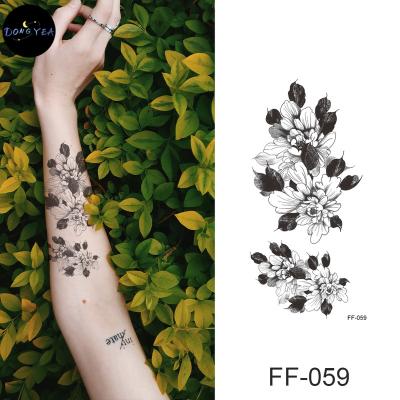 China DONGYEA Amazon Border Set of New Sketch Tattoo Stickers Flowers Temporary Hand-painted Black and White Waterproof Tattoo Stickers for sale