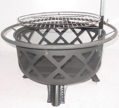 China Stocked steel firebowl with grill for sale