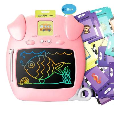 China Customized Self Adhesive Drawing Toy Abs Frame Lcd Writing Educational Tablet With Early Education Cards for sale