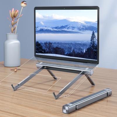 China Factory Wholesale Adjustable Silver Portable Adjustable Laptop Stand Aluminum Ergonomic Laptop Stand (Waist) for sale